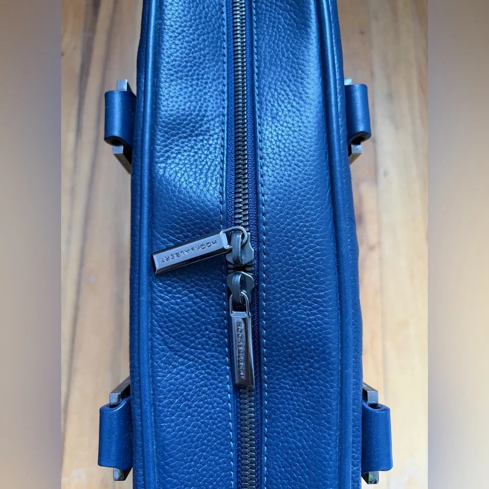 Hook & Albert navy/blue leather briefcase bag
